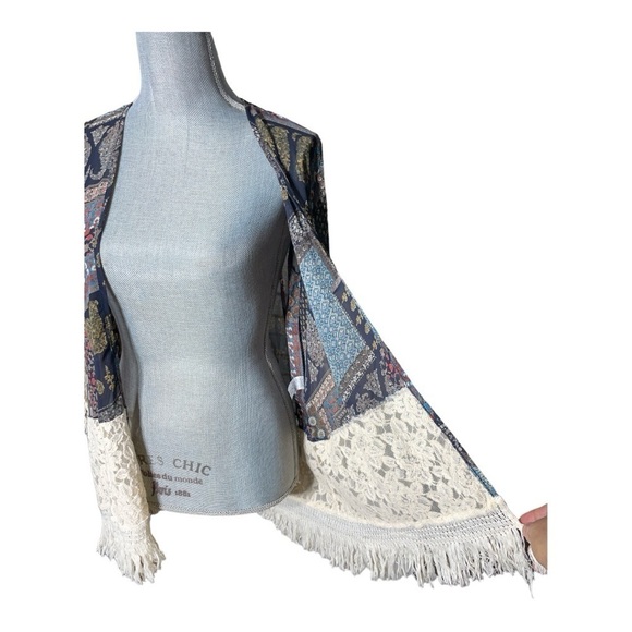 Orange Creek Open Front Lace Fringe Long Sleeve
Cardigan Kimono Women's Size Sm - Picture 6 of 12
